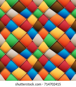 Multicolor wavy asymmetrical patchwork seamless pattern with facet misalignment with the Material design of the transparent elements can be placed on any background