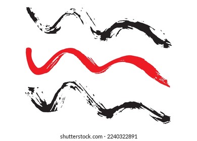 Multicolor wavy brush strokes, dirty brush effect, grungy brush strokes