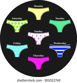 multicolor women's panties on every day. vector.
