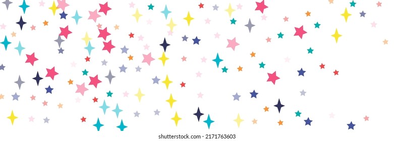 Multicolor Yellow Vibrant Azure Stars Bright Print Stars Pattern. Red Pink Green Lavender Blue Chaotic Turquoise Colorful Sky Wallpaper. Indigo White Pastel Violet Sea Orange Vivid Illustration.