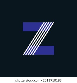 Multicolor Z Letter Lines Alphabet Logo, Z Letter Typography Minimal Logo Sign, Letter Z Cut Lines Logo Symbol