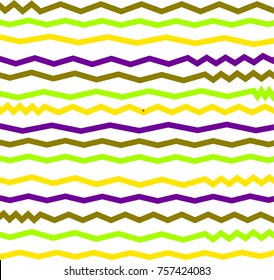 Multicolor zig-zag ornament on the white background. Vector illustration. For prints, decoration.