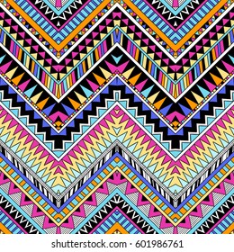 multicolor zigzag tribal vector seamless pattern. aztec fancy abstract geometric print. ethnic hipster background. doodle hand drawn. Wallpaper, cloth design, fabric, paper, cover, textile, wrapping