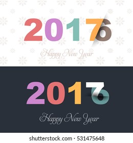 Multicolored 2016-2017 Change Numbers Happy New Year Celebration Design, Flat Style Christmas Greeting Card Design, Vector Colorful Retro Papers Set