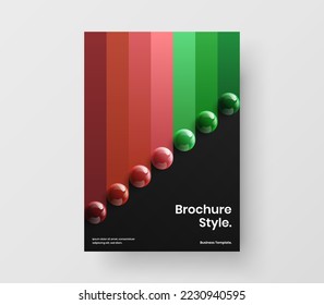 Multicolored 3D balls annual report template. Original front page vector design layout.