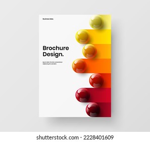 Multicolored 3D balls booklet concept. Trendy pamphlet design vector illustration.