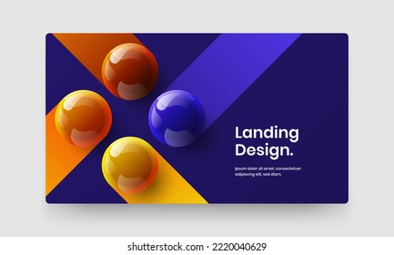 Multicolored 3D balls corporate brochure layout. Fresh magazine cover design vector template.