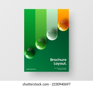 Multicolored 3D balls corporate identity layout. Premium brochure A4 vector design illustration.