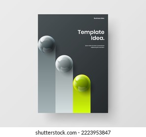 Multicolored 3D balls front page template. Creative company cover A4 design vector concept.