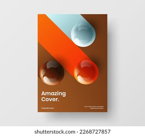 Multicolored 3D balls pamphlet layout. Original presentation A4 design vector illustration.