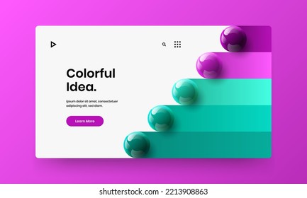 El concepto de banner web de bolas 3D multicolores. Impresionante plantilla vectorial de diseño de presentación.