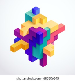 Cubo 3D multicolorido