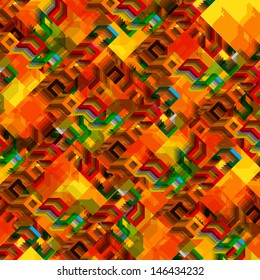 Multicolored 3d dimensional Cube Pattern in warm rainbow colors 