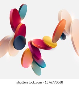 Multicolored 3D geometric shapes. Abstract vector illustration