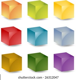 Multicolored 3d isometric cube  icon set illustration
