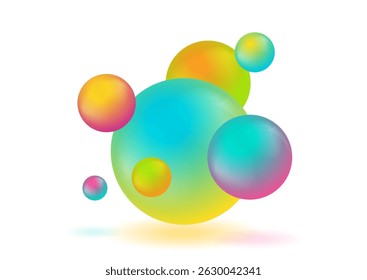 Multicolored 3d spheres abstract minimal elegant background. Geometric concept vector design