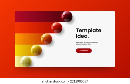 Multicolored 3D spheres corporate cover illustration. Vivid company brochure design vector template.