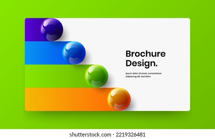 Multicolored 3D spheres corporate identity layout. Geometric company brochure design vector illustration.