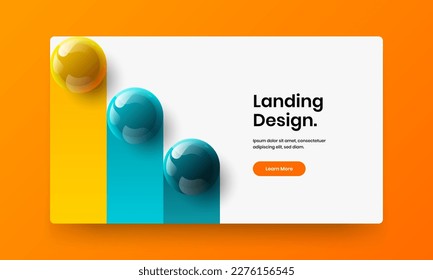 Multicolored 3D spheres corporate identity illustration. Amazing landing page vector design template.