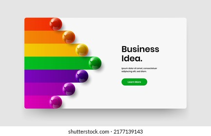 Multicolored 3D spheres front page layout. Unique corporate cover vector design illustration.