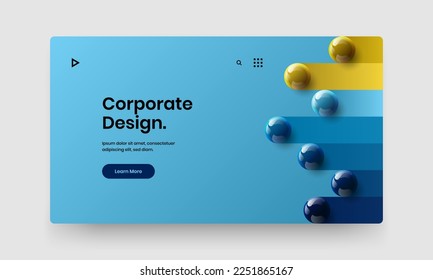 Multicolored 3D spheres leaflet concept. Modern corporate brochure design vector illustration.