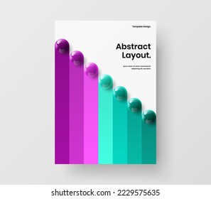 Multicolored 3D spheres postcard template. Colorful corporate identity vector design concept.