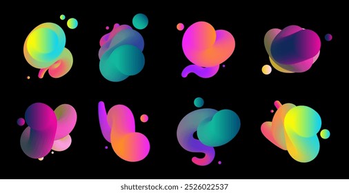 multicolored 3d twisted lines with gradients dots. gradient blend lines