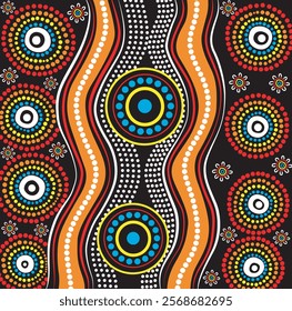 Multicolored aboriginal art vector. aboriginal art.