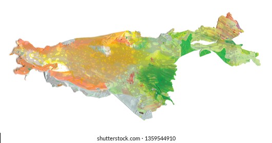 Multicolored abstract art background. Map shape.	
Vector illustration. Isolated on white background.