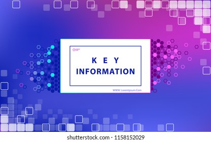 Multicolored abstract background. Minimum geometric background. Set of geometric shapes. It is used for flyers, posters, brochures, posters, banners. Blue, white, squares, hexagons, text, font, vector