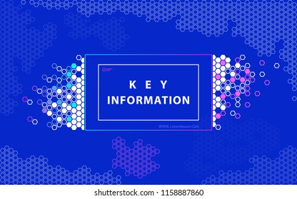 Multicolored abstract background. Minimum geometric background. Set of geometric shapes. It is used for flyers, posters, brochures, posters, banners. Blue, white, green, hexagons, text, font, vector