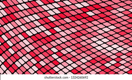 Multicolored abstract background of red squares, rhombuses, rectangles tiles, mosaic with seams of glowing magical energy shiny bright beautiful. Vector illustration. Texture.