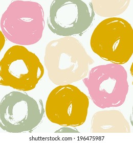 Multicolored abstract background. Seamless pattern with round hand drawn shapes.