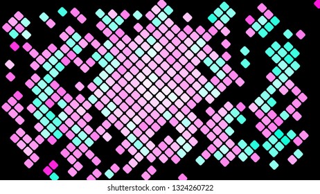 Multicolored abstract background of violet pink squares, rhombuses, rectangles tiles, mosaic with seams of glowing magical energy shiny bright beautiful.