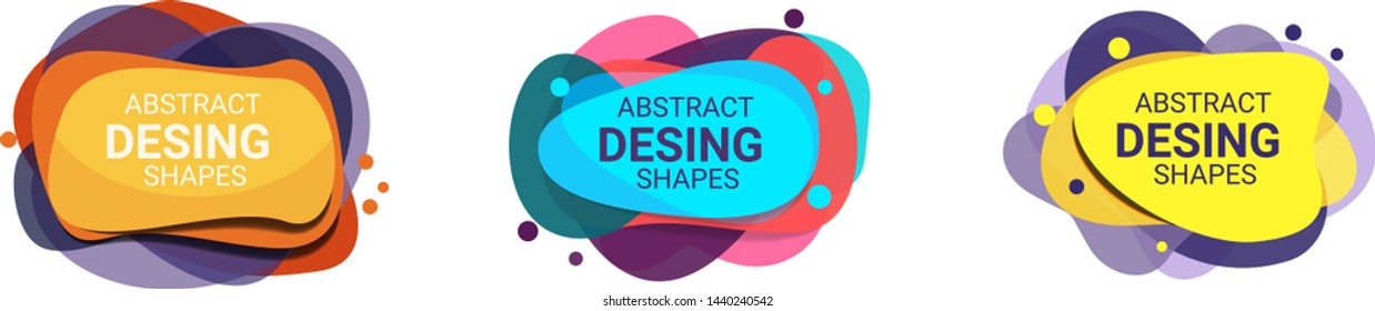 Multicolored abstract design elements set. Dynamical colored forms and lines. Flowing liquid shapes banners. Template for design of logo, flyer, presentation, vector illustration