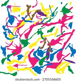Multicolored abstract design with splashes of spreading paint. Vector illustration design.