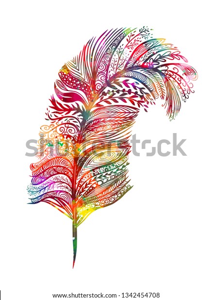 Multicolored Abstract Feather Stock Vector (Royalty Free) 1342454708