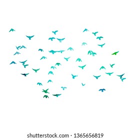Multicolored abstract flock of birds in the sky. Vector illustra - Shutterstock ID 1365656819