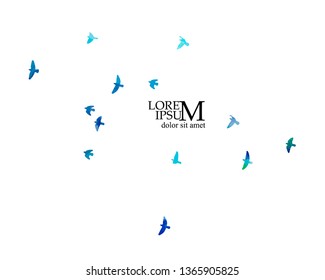 Multicolored abstract flock of birds in the sky. Vector illustra