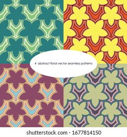 Multicolored abstract floral vector seamless patterns set for backgrounds, decor, packaging