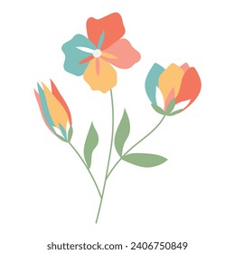 Flor abstracta multicolor aislada en fondo blanco. Vector.