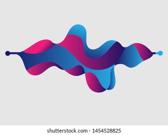Multicolored abstract fluid sound wave. Vector illustration.