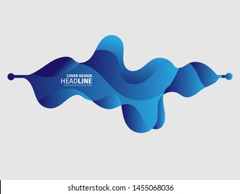 Multicolored abstract fluid sound wave. Vector illustration. Vector blue wavy wave abstract swoosh background. Wavy waves banner color line for web banner. 