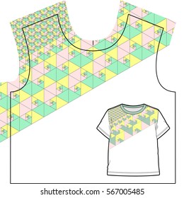 Multicolored abstract geometric pattern can be printed on t-shirts