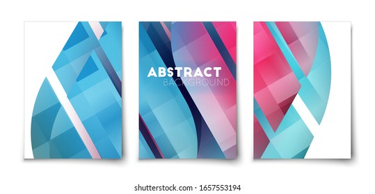 Multicolored abstract geometric pattern leaves vector background. 3d shapes with shadow for banners, web, brochure, poster