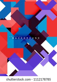 Multicolored abstract geometric shapes, geometry background for web banner, business presentation, ads package, print template, wallpaper