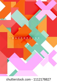 Multicolored abstract geometric shapes, geometry background for web banner, business presentation, ads package, print template, wallpaper