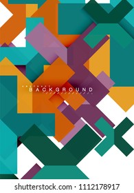 Abstrakte, mehrfarbige geometrische Formen, geometrischer Hintergrund für Webbanner, Geschäftspräsentation, Werbepaket, Druckvorlage, Bildschirmhintergrund