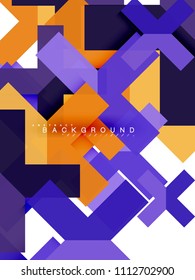 Multicolored abstract geometric shapes, geometry background for web banner, business presentation, ads package, print template, wallpaper