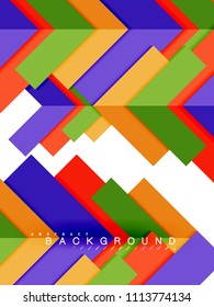 Multicolored abstract geometric shapes, geometry background for web banner, business presentation, ads package, print template, wallpaper